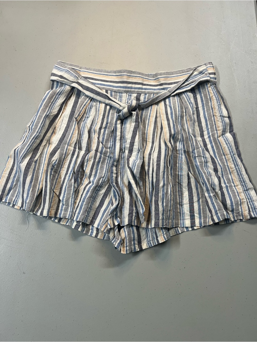 A New Day Striped Tie Waist Linen Blend Shorts Women’s Large